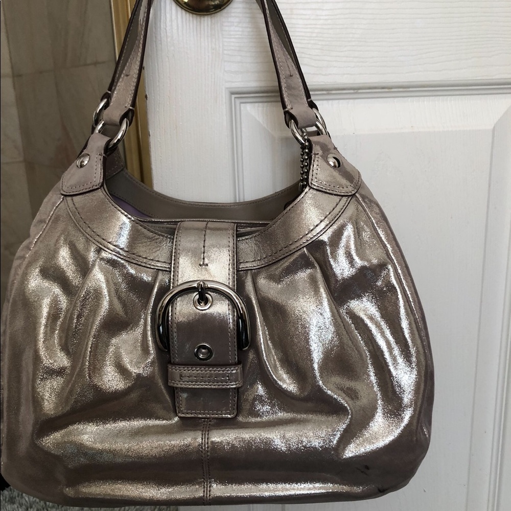 Coach metallic silver handbag/purse